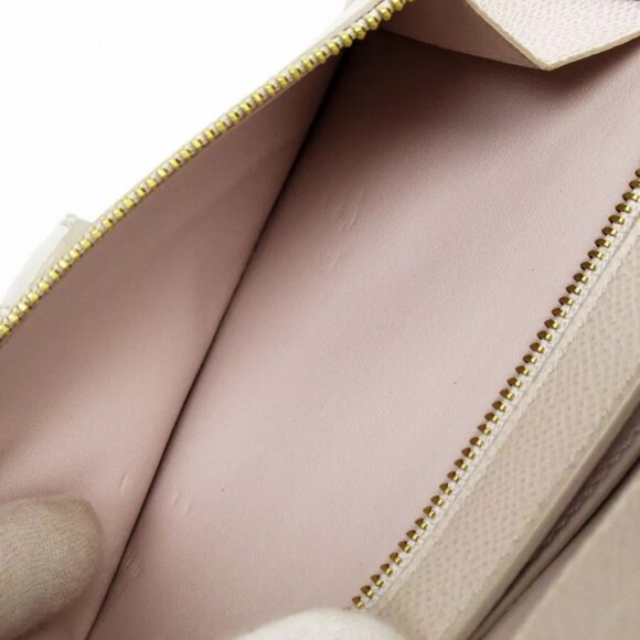 Auth Salvatore Ferragamo Gancio Bifold Long Wallet light beige leather - Picture 10 of 12